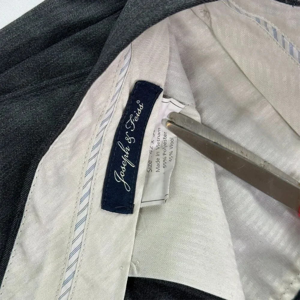 Joseph & Feiss Wool Blend Dress Pants 42x30 Gray Classic Fit‎ Pleated